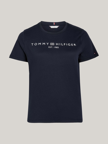 Playera Azul Signature Curve Con Logo Tommy Hilfiger Mujer