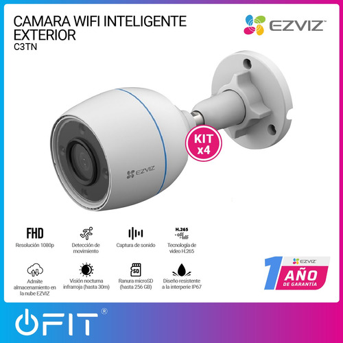 Imagen 2 de 10 de Kit X4 Camara Seguridad Wifi 1080p Ezviz Visión Nocturna