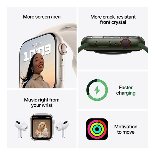 Imagen 5 de 6 de Apple Watch Series 7 (GPS, 41mm) - Caja de aluminio color azul medianoche - Correa deportiva azul medianoche
