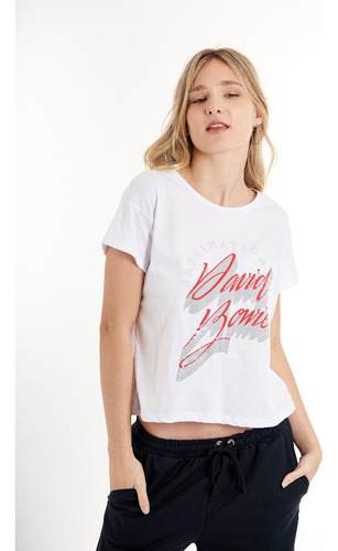 Remera Básica Con Estampa Central Mujer Verano 