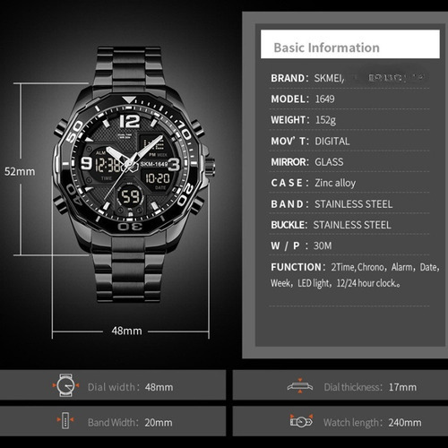 Reloj Analógico Con Calendario Electrónico De Lujo Skmei Man Color De La Correa Plateado