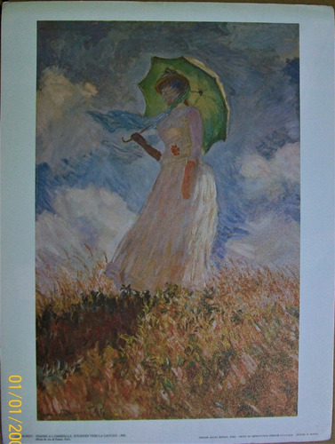 Monet Lámina Femme A L'ombrelle 24 X 30 Publicada En Paris