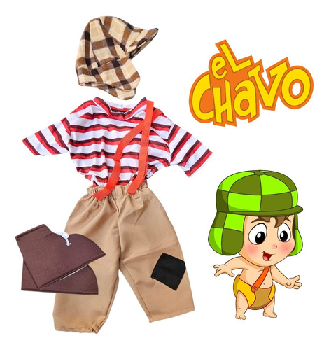 Disfraz Del Chavo Del 8 Barril Vecindad Del Chavo Para Bebé Café 4 Años