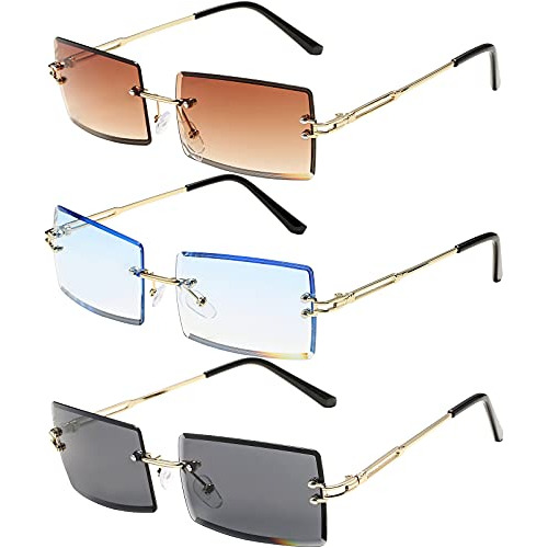 Bouryo Rimless Rectangle Sunglasses Tinted Frameless V26tb
