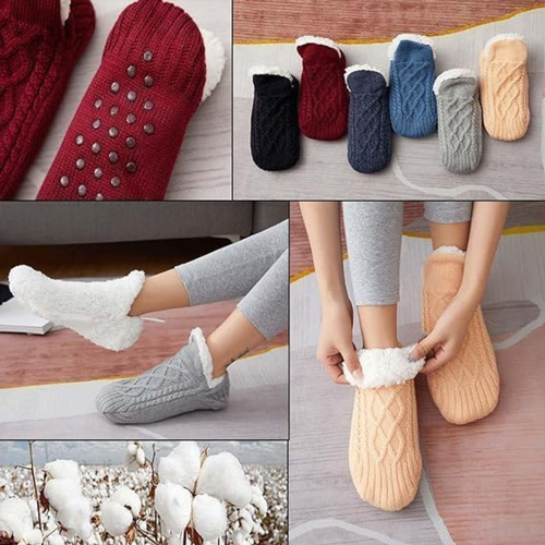 Pantuflas Y Calcetines Cálidos Y Antideslizantes Forro Polar