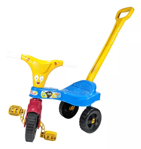 Motoca Triciclo Velotrol Infantil Com Empurrador Menino Azul