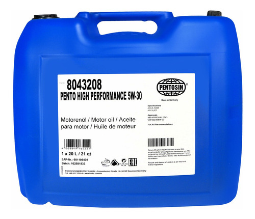 Aceite De Motor 5w30 C320 V6 3.2l 01-05 20 Lts Alemán