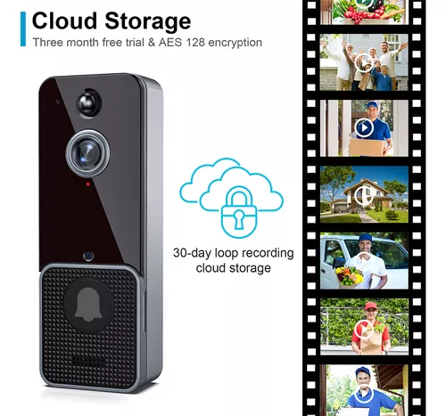 Câmera De Campainha Inteligente De 1 Unidade, Campainha De Vídeo Sem Fio  Com Detecção Humana, Visão Noturna, Imagens Ao Vivo De 1080P, Áudio
