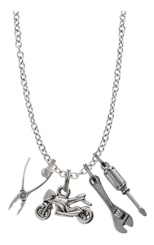 Collar Mecánico Dije Herramientas Carro Moto Bicicleta Moda Gris
