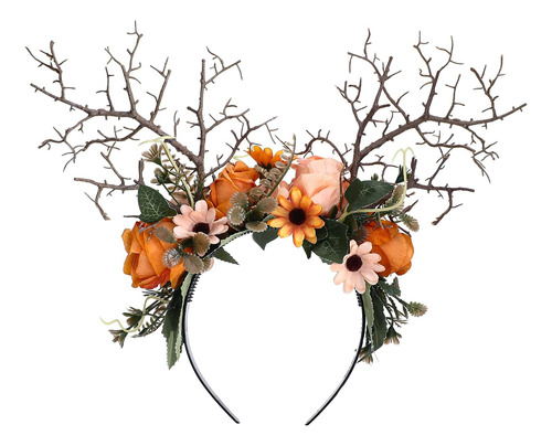 Diadema De Flor De Asta De Ciervo Hecha Mano - Corona D...