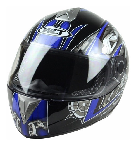 Casco Moto Integral W L T Helmets 105 Chains Black Blue M