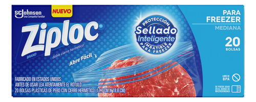 Pack 20 Bolsas Ziploc Para Congelar Alimento Freezer Mediana