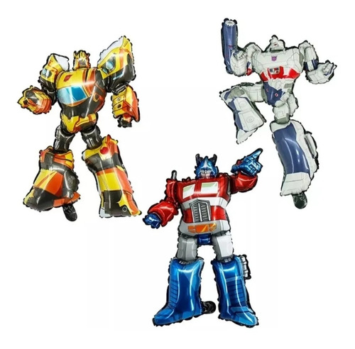 Imagen 1 de 4 de Pack 3 Globos Metalizados De Transformers 