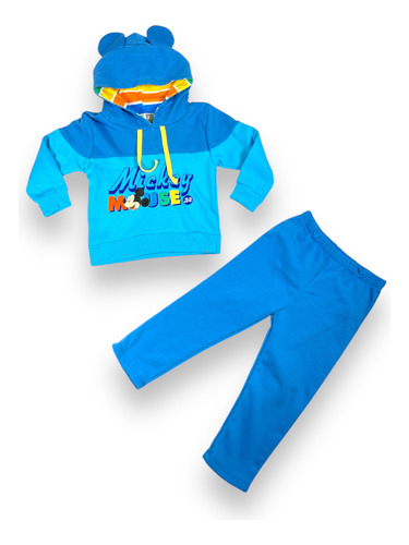 Conjunto Pants Y Sudadera Azul Bebe Niño Mickey Mouse Disney