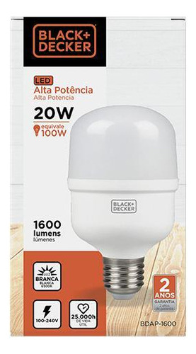 Lâmpada Led Alta Potência 20w B+d Bivolt Luz Branca 6500k Cor da luz Branco-frio 110V/220V