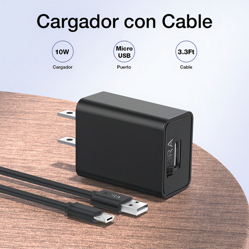 Cargador Usb Con Cable Micro-usb Carga Rapida Color Negro Negro