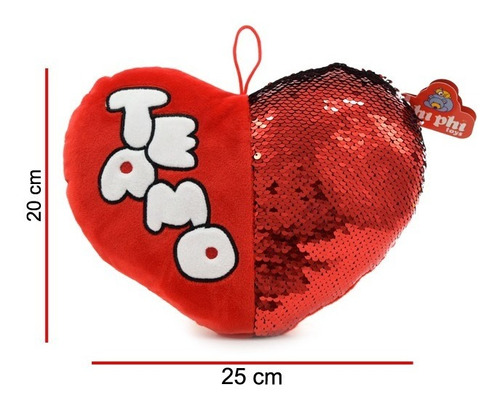 Peluche Corazón Lentejuela Te Amo 25 Cm Phi Phi Toys 5424 