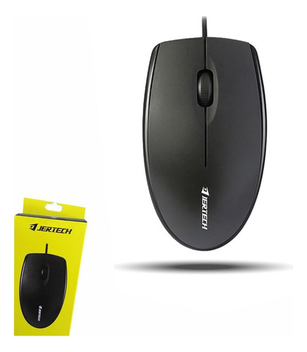 Mouse De Cable Ergonomico Jertech Optico Ligero Negro