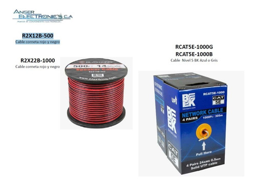 Imagen 3 de 3 de Cable Corneta Rojo Y Negro 12 150 Metros R2x12b500