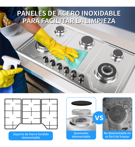 Parrilla A Gas/ Lp Gas Estufas De 6 Quemadores Acero Inox