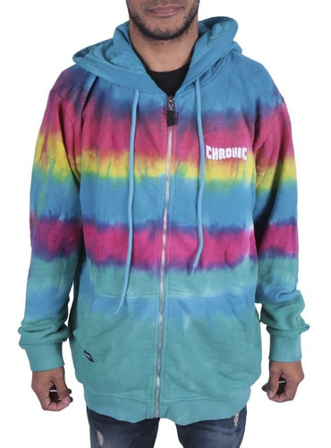 Moletom Chronic  Tie Dye Colors  De Ziper Capuz Inverno 2019