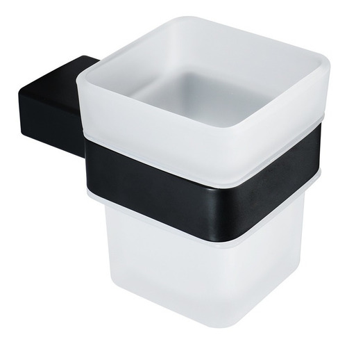 Vaso Porta Cepillo Baño Accesorio Negro Vidrio