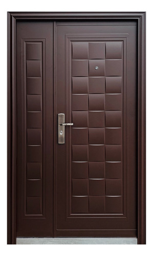 Puerta De Seguridad Toledo Con Fijo Apert. Izq Acero 100% Ch Color Chocolate