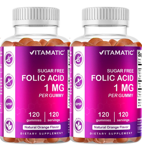 Vitamatic Gomitas De Acido Folico 1000 Mcg (1 Mg), Vitaminas