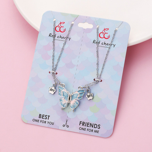 Para J 2 Pçs/set Ímã Borboleta Colar Bff Bons Amigos Colar /
