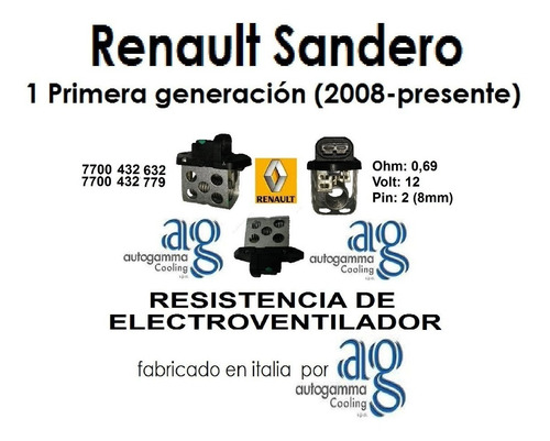 Resistencia Electro Ventilad Renault Sandero Todos