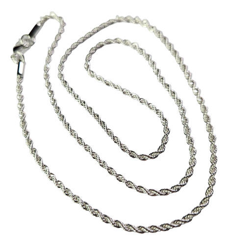 Cadena Soga Plateada Collar Acero Blanco Con Caja Plateado