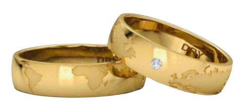 Argolla Matrimoniales Mapamundi Oro 14 K