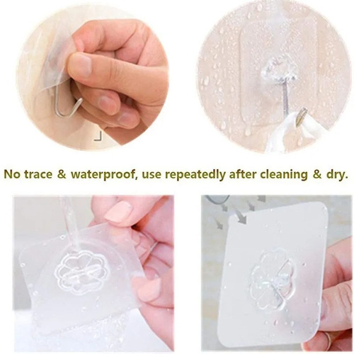Pack 10 Unidades Gancho Para Pared / Metálico Con Adhesivo