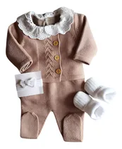 Comprar Ajuar Salida Maternidad Bebe Recien Nacido Tejido Algodon Beige 0 A 3 Meses