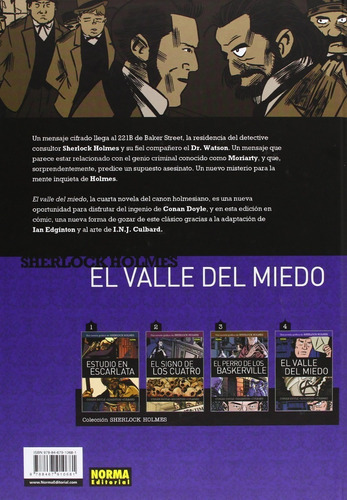 El Valle Del Miedo (sherlock Holmes) -4-, De Arthur An Doyle, Ian Edginton, I.n.j. Culbard. Editorial Norma Comics, Tapa Dura En Español, 2013