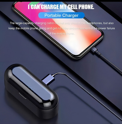 Fone De Ouvido In-ear Sem Fio F9 Preto Com Luz Led Mais