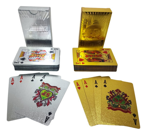 Baraja Cartas Blackjack Doradas Poker Naipes Juego Mesa