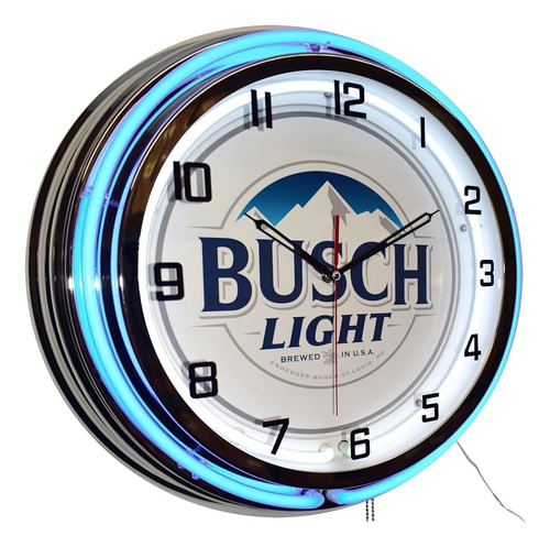 Reloj De Neón Doble Letrero De Cerveza Ligera Busch De 19 Pu