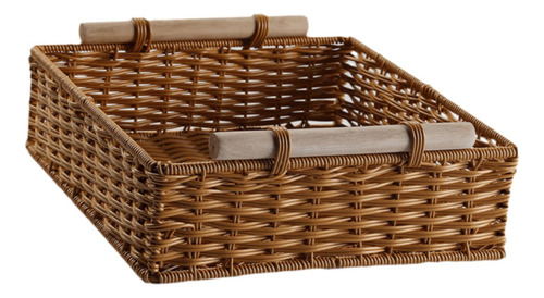 Cesta Tejida A Mano Contenedor De Almacenamiento 29x29x11 Cm