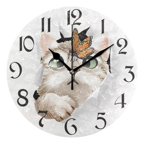 Lindos Relojes De Pared De Mariposa De Gato Que Funcionan Co