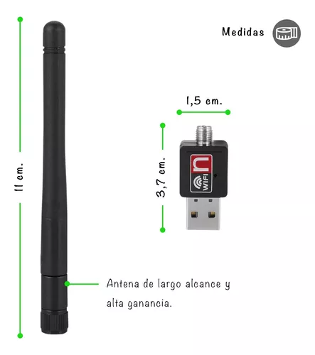 Receptor Wifi Con Conector Usb Plug & Play Antena Para Pc.