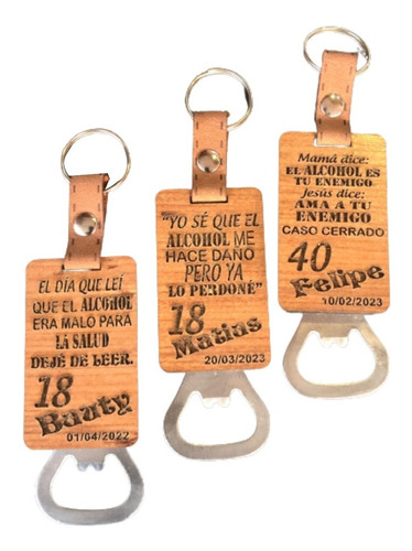 40 Llaveros Souvenirs Hombre Destapador Cumple 18 40 50