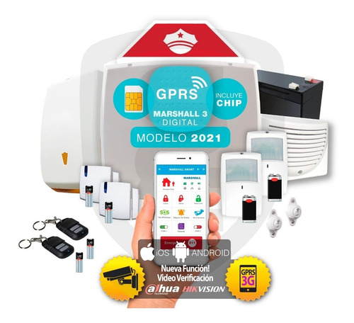 Kit Alarma Marshall 3 3t Gsm 3g Inalambrica Aplicación Celular Marshall App Comercio Domiciliaria Hogar Casa