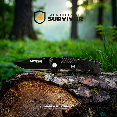 Faca Tática Dobrável Survivor Aço Inox 3cr13 Liner Lock Gshield