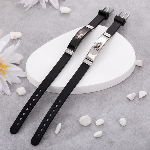 Pulsera De Silicona Ajustable Acero Inoxidable Para Pareja