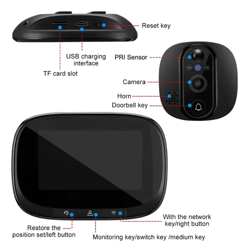 Mirilla Digital Wifi Pantalla 4,3 Notificación Al Smartphone