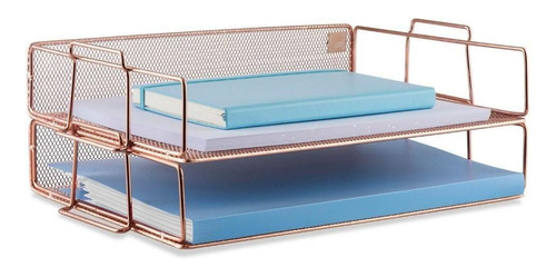 Organizador De Mesa Bandeja Metal Empilhável Rose Gold