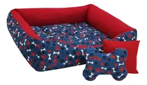 Comprar Ana Pet Ibitinga Cama Pet Para Cachorro Porte Médio 80x60 Tapeteu002Fbrinquedos Cor Ossinho Azul Com Vermelho
