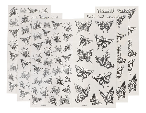 Pegatinas De Tatuaje De Mariposa Falsa Para Mujer, 6 Hojas