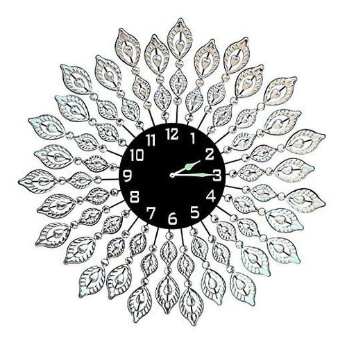 Lulu Decor, Reloj De Pared De Metal Con Hoja Decorativa, Esf